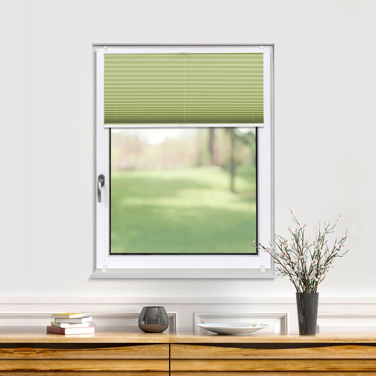 PLISSEE Thermo Basic 70 x 150cm Klemmfix ohne Bohren - Grün, Textil (70/150cm) - Deco-Raum