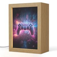NACHTTISCHLAMPE Controller - Neon - Explosion - Abstrakt 15x20 cm - Violett, Holzwerkstoff (8/15/20cm) - OnlyWow