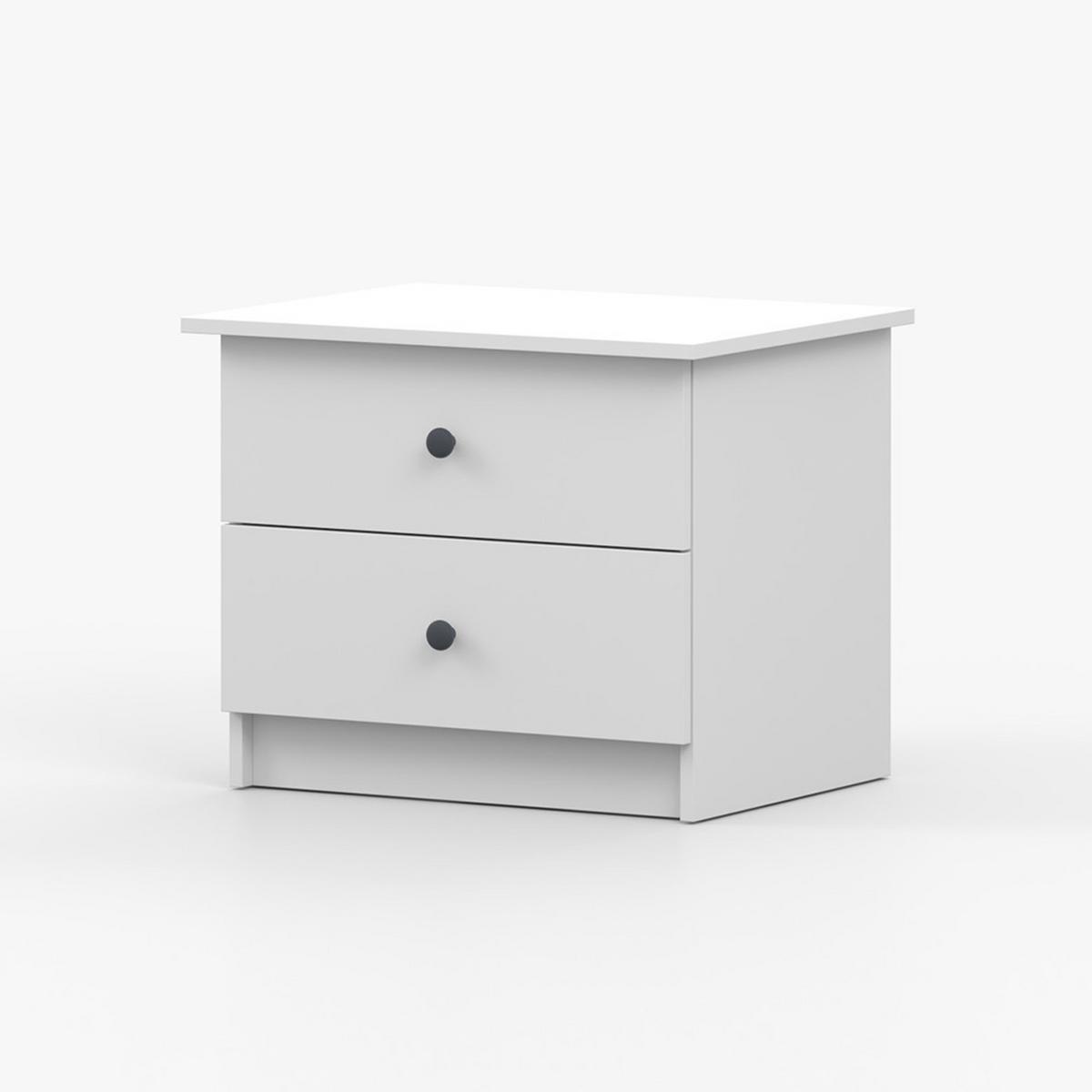 NACHTTISCH OLAF I Weiß 60,5/49/47 cm, Griff Anthrazit - Anthrazit/Weiß, Holzwerkstoff/Metall (60.5/49/47cm) - imoebel24