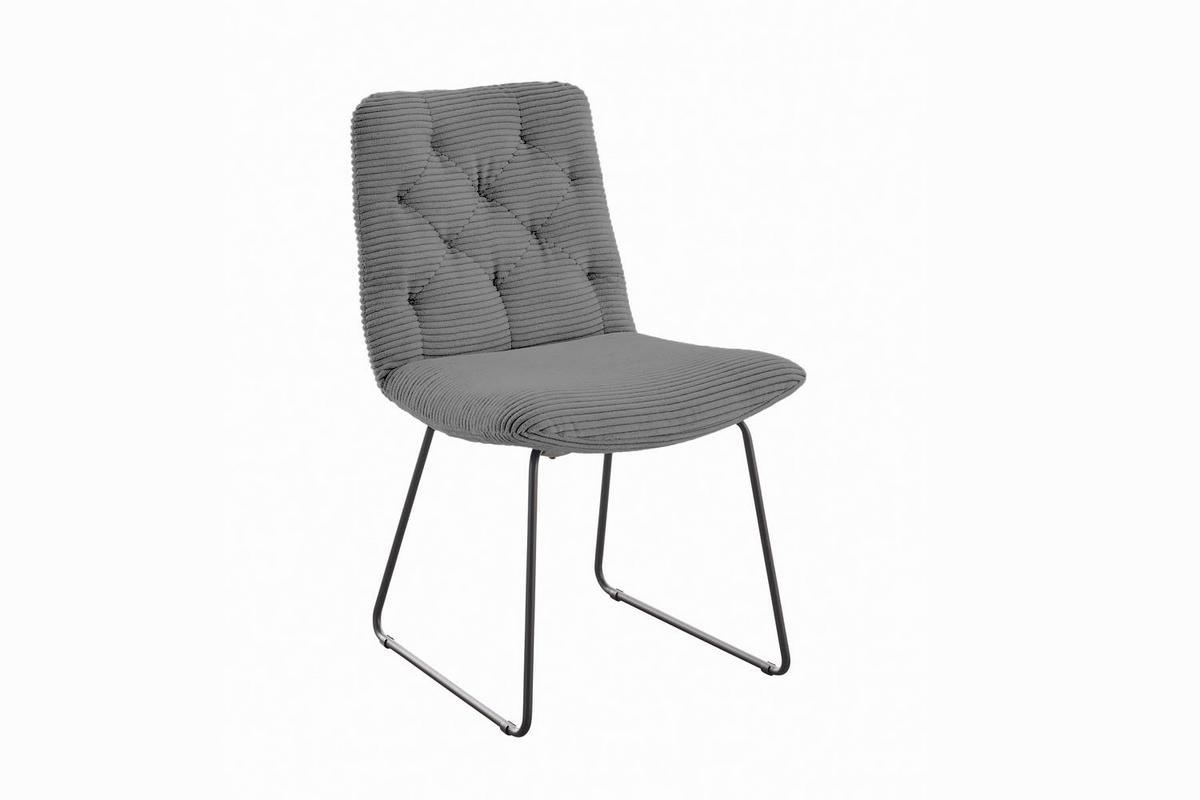 ESSZIMMERSTUHL NEW CHARME Grau Cord (1er-Set) - Grau, Textil (52/87/66cm) - KAWOLA