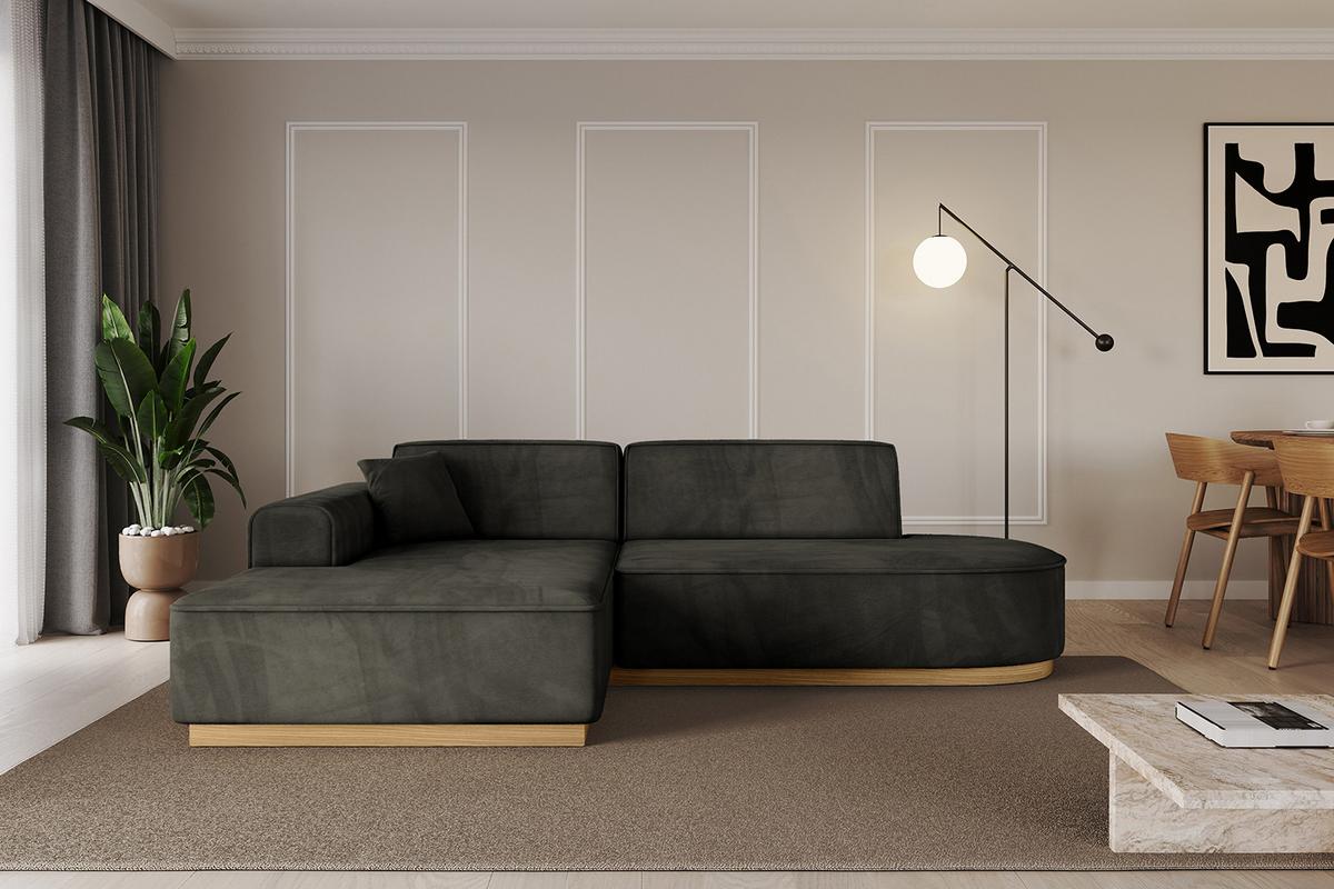 ECKSOFA Ottomane Links IREA-L1-v2 - 232x165x80 cm Schwarz - Schwarz, Holzwerkstoff/Textil (232/165cm) - ALTDECOR
