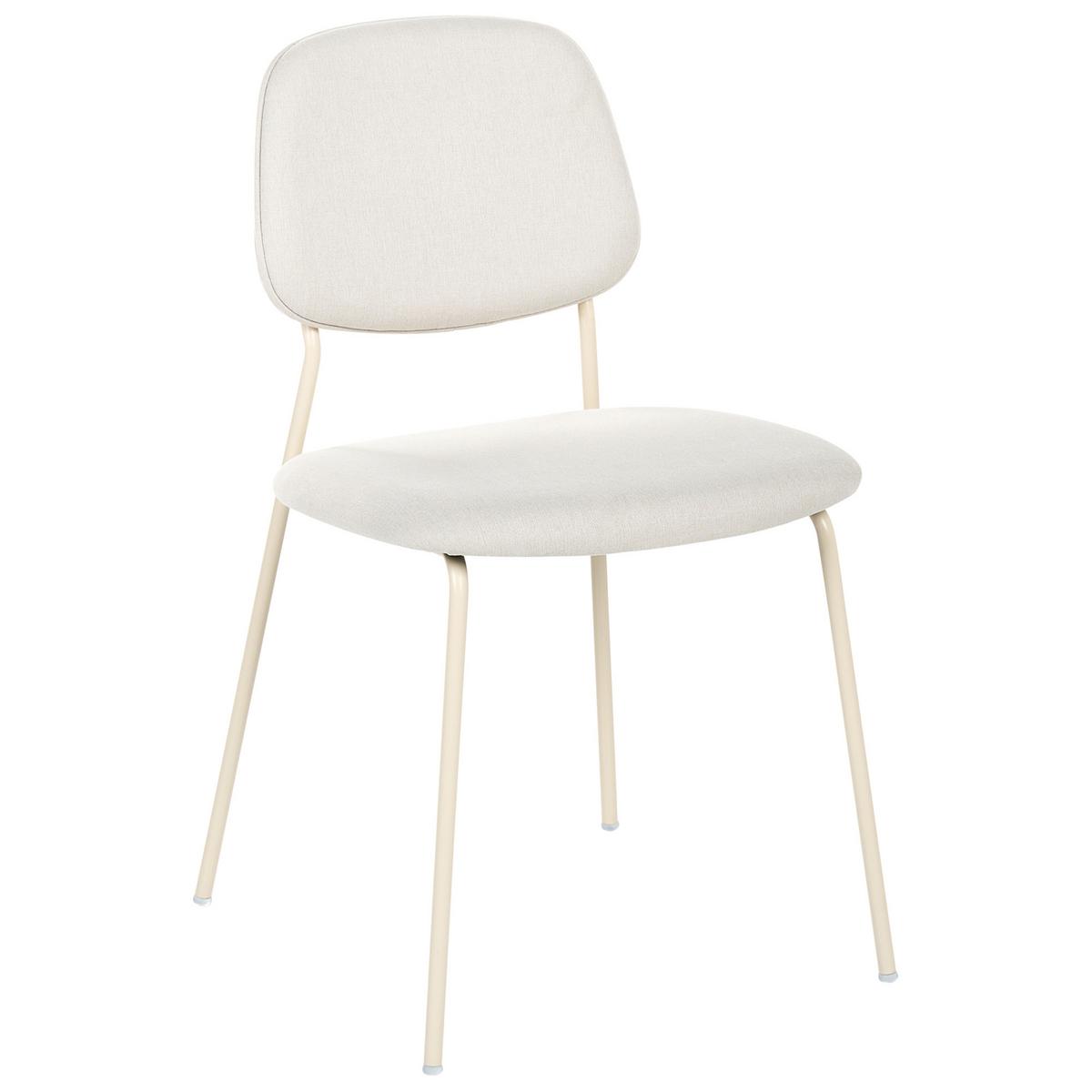 ESSZIMMERSTUHL 4er Set Stoff Cremeweiß Riley - Beige/Weiß, Textil/Metall (48/83/52cm) - Beliani