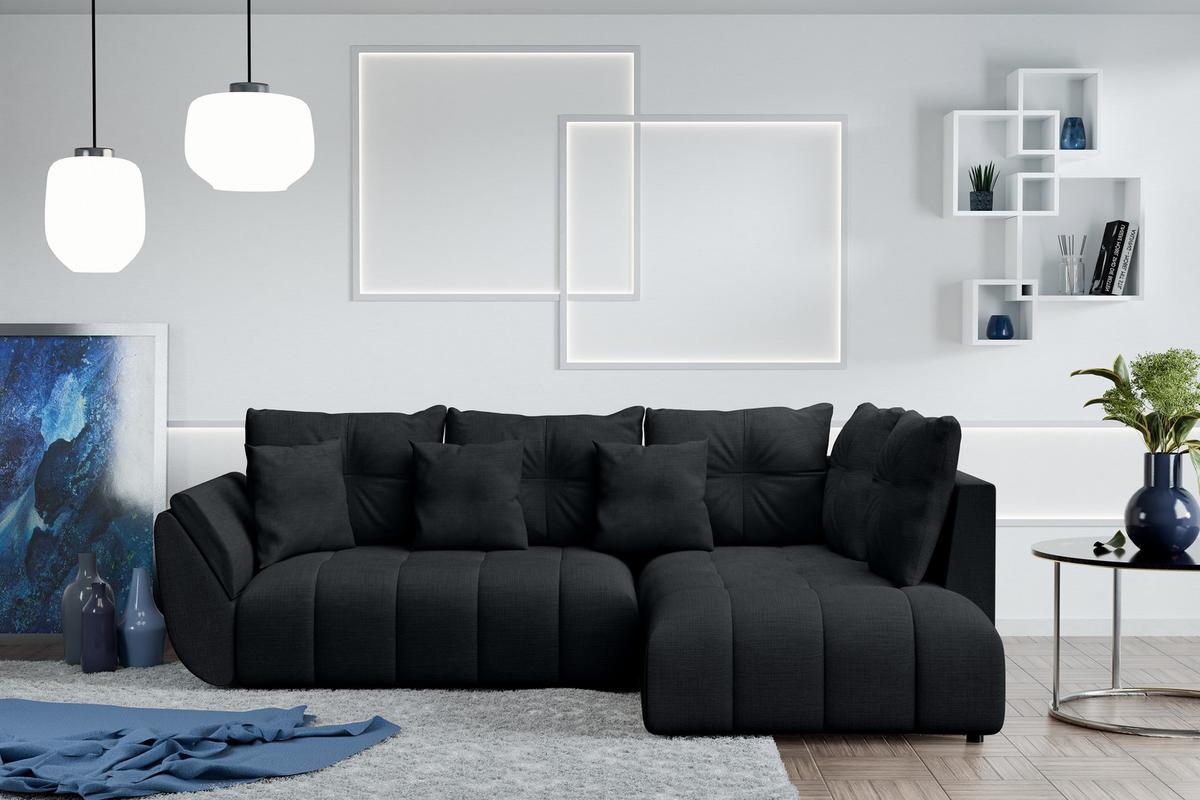 ECKSOFA L Form Kayseri Anthrazit 268/192/96 cm – mit Bettkasten - Schwarz, Kunststoff/Textil (268/192cm) - AX Living
