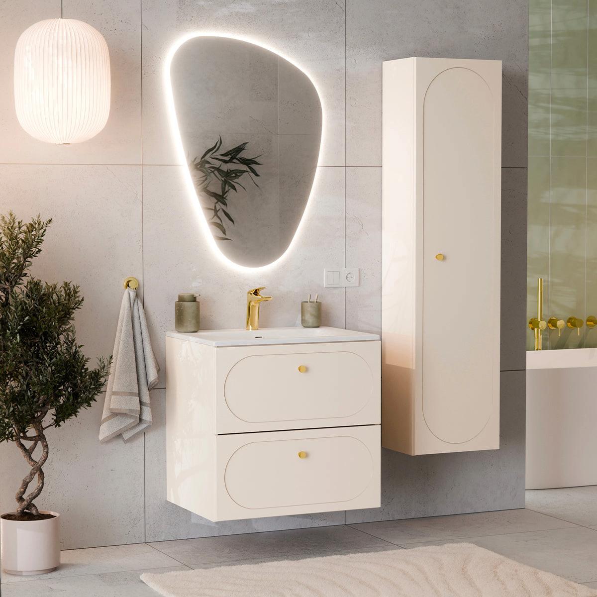 BADMÖBEL 60.2cm Sanae 2er-Set Sandbeige - Beige, Holzwerkstoff (60.2/57/46cm) - Petits-meubles