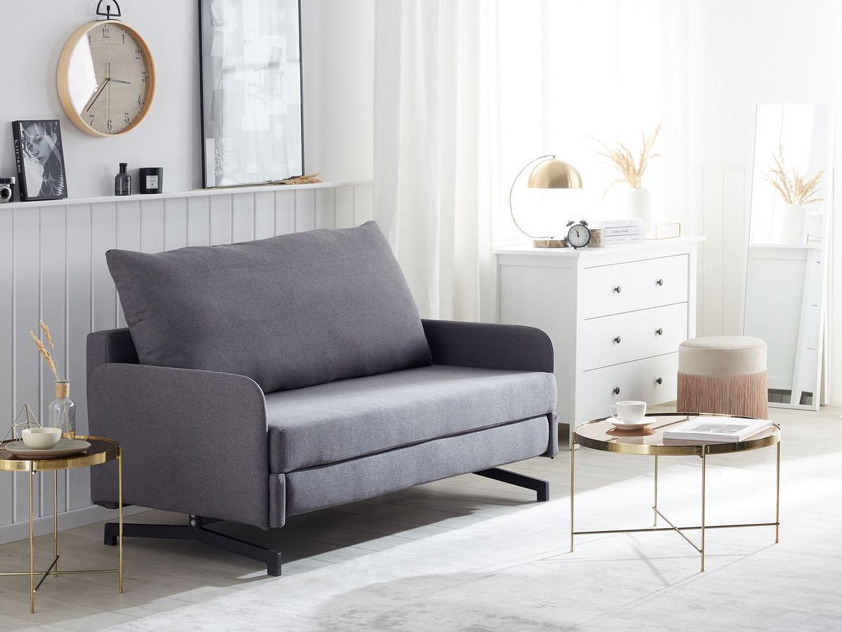 2-SITZER-SCHLAFSOFA Polyester Grau Belfast - Grau, Textil (147/68/80cm) - Beliani