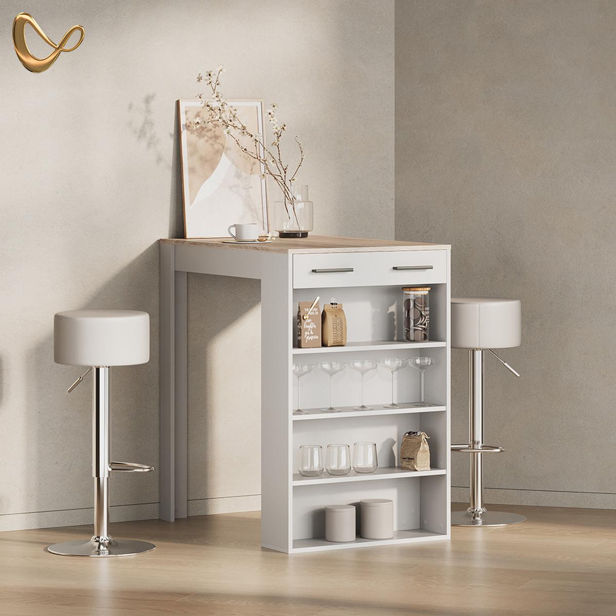 BARTISCH Regusa Weiß/Sonoma 67 x 100 cm - Weiß/Sonoma Eiche, Holzwerkstoff (100/67/106cm) - Livinity®