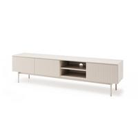 LOWBOARD Soft mit 3 Türen und geriffelten Fronten, Kaschmir - Kaschmir, Holzwerkstoff/Metall (200/50/38cm) - Beautysofa