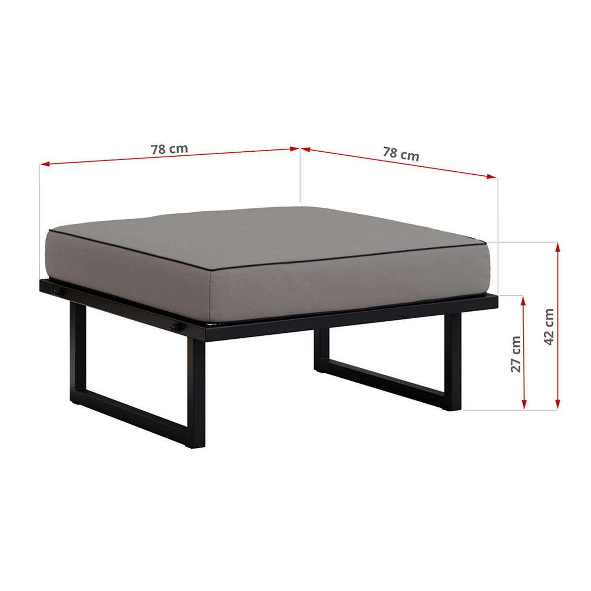 GARTENMÖBEL-SET ELBA: 1x Tisch, 1x Ecksofa, 1x Hocker - Grau - Grau, Textil - MKS