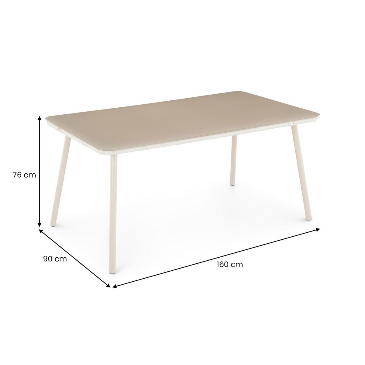 GARTENMÖBEL SET VOLONTE 7er Set beige, cremeweiß - Beige, Glas/Metall - IDIMEX