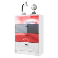 KOMMODE Pino Fronten Schwarz, Weiß & Rot - Weiß, Holzwerkstoff (56/86/36cm) - Vladon