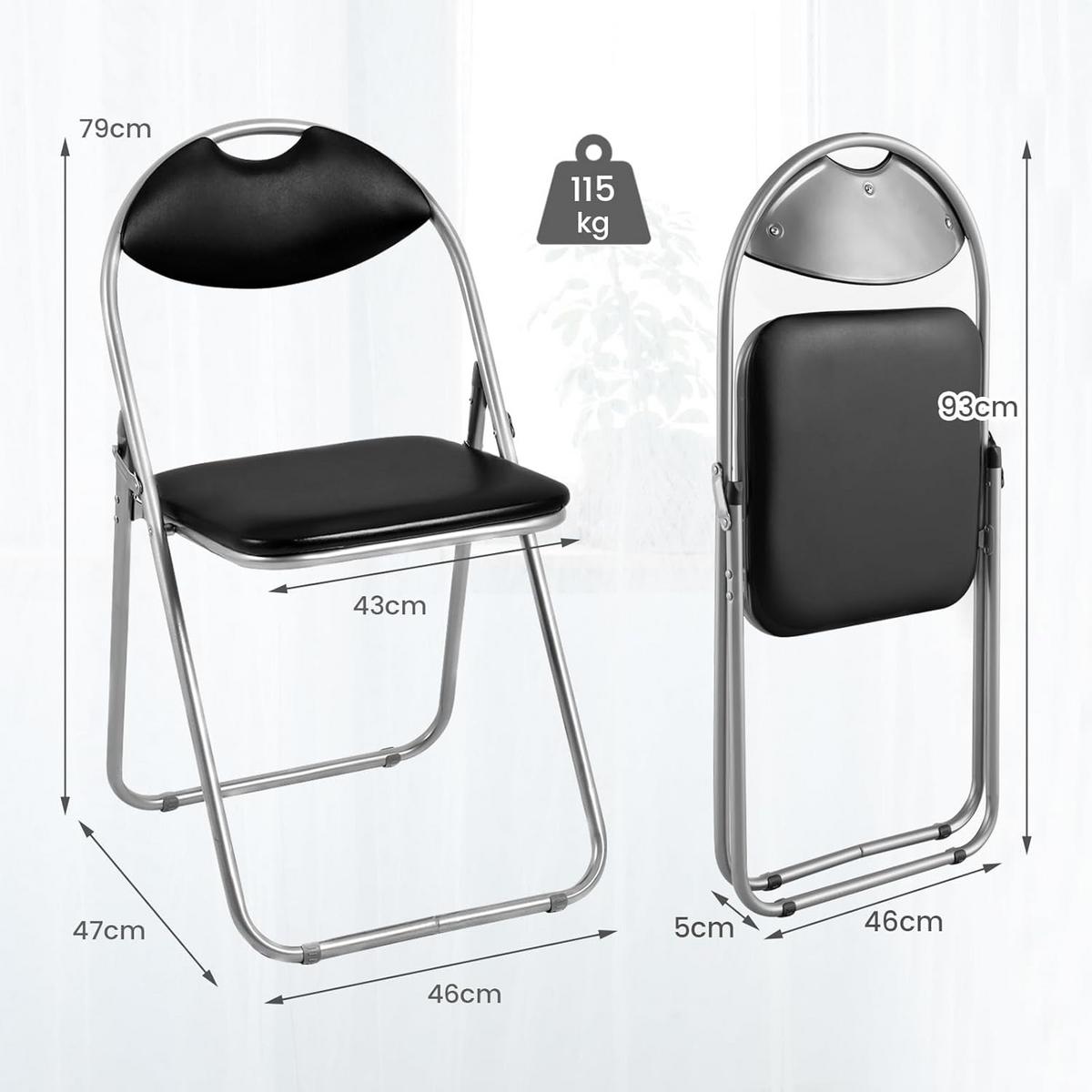 GASTSTUHLE mit Metallrahmen 6er-Set Schwarz - Schwarz, Metall (47/79/46cm) - COSTWAY