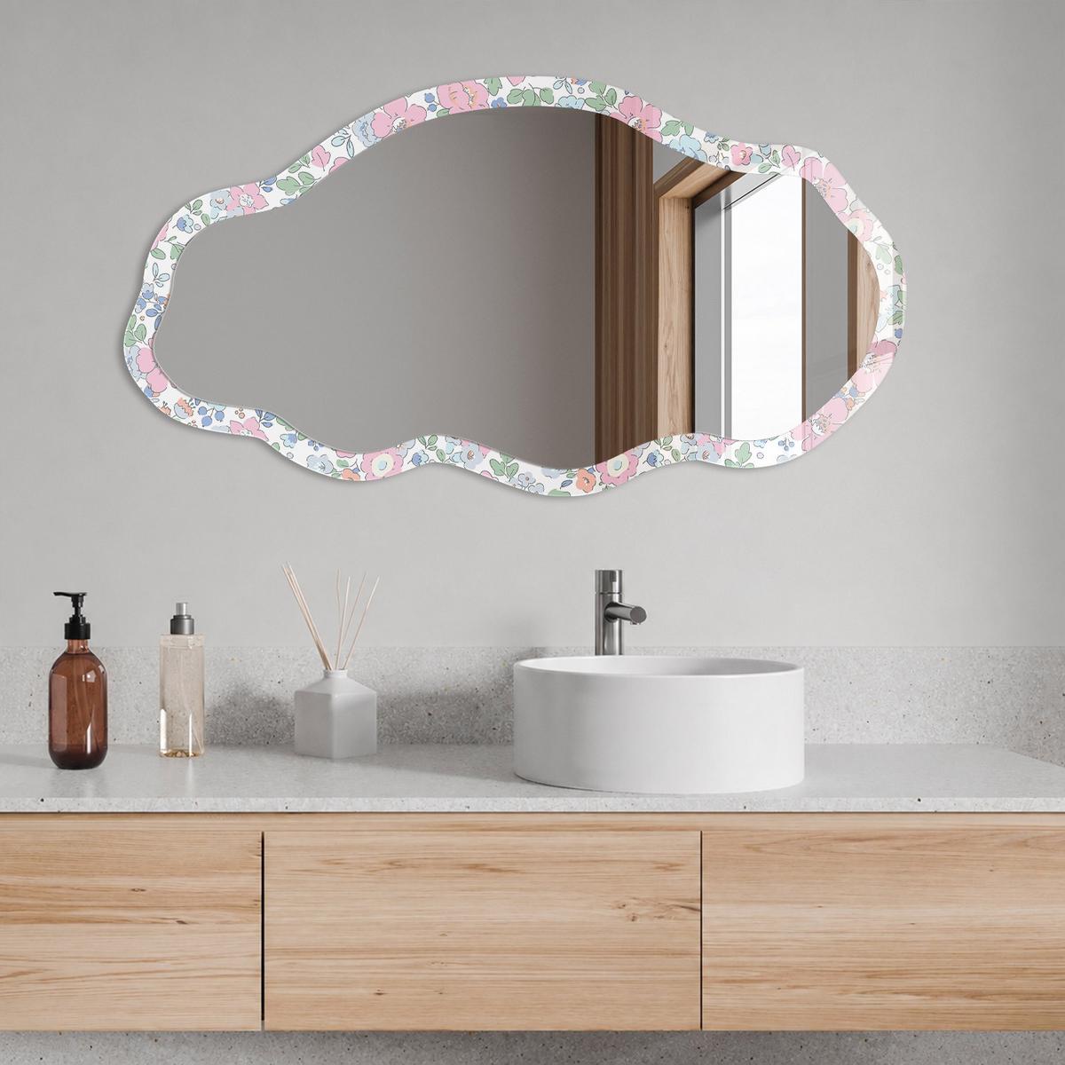 SPIEGEL 90x45 cm asymmetrisch mit Druck - Blumenwiese - Transparent, Glas (45/90/0.4cm) - TULUP
