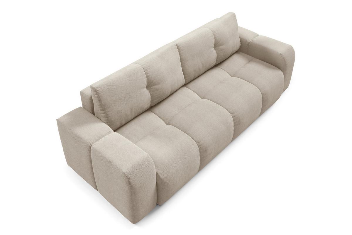 BETTSOFA DUCA Beige Jersey- Stoff mit Schlaffunktion - Beige, Holz (259/90/99cm) - MASSENO