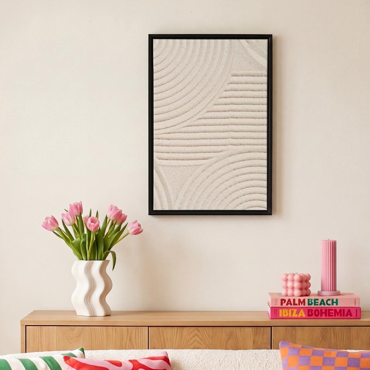 LEINWAND Bilder mit Rahmen - Muster - Abstrakt - Weiß - 20x30 - Beige, Textil (20/30cm) - MuchoWow