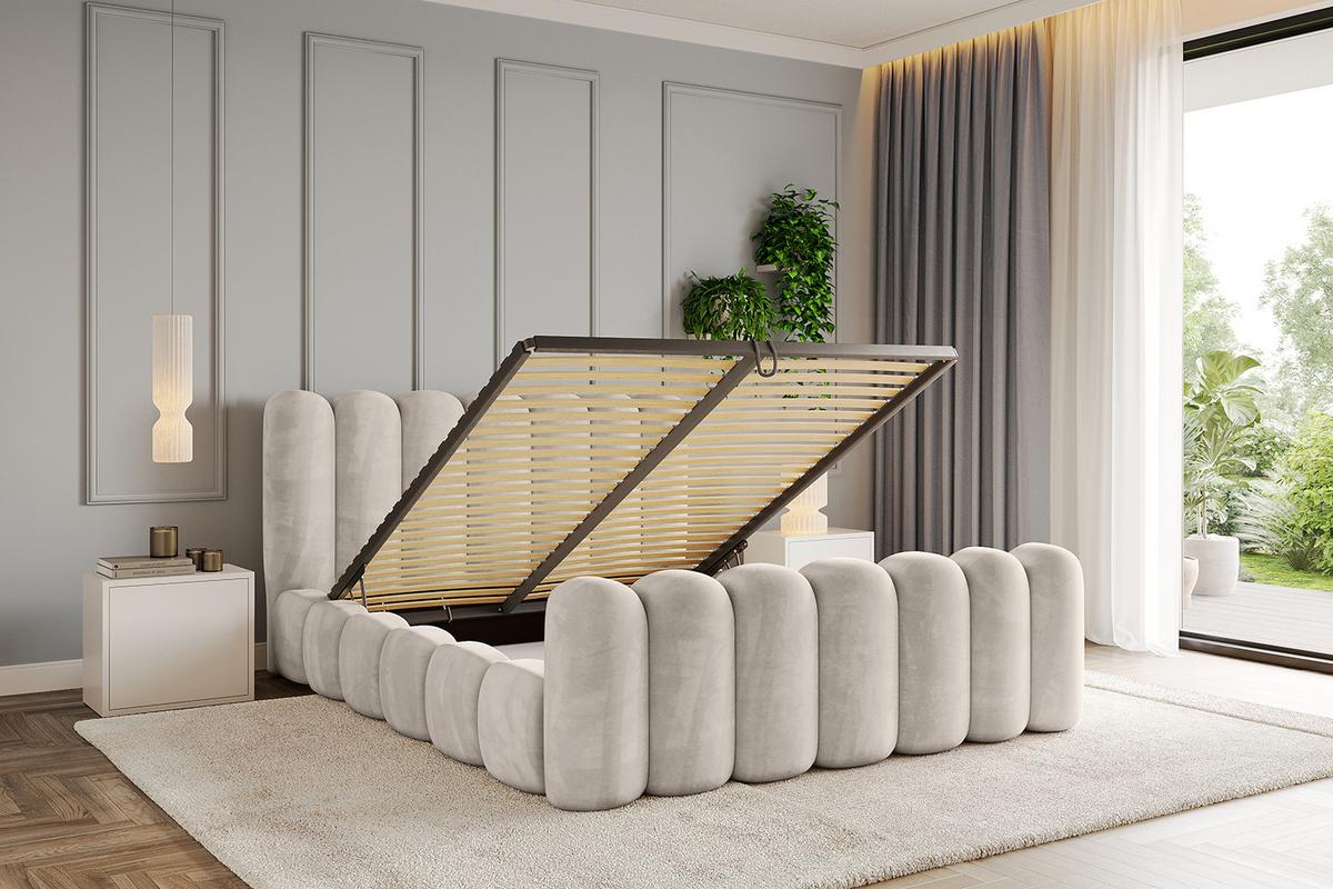 POLSTERBETT mit Bettkasten, Fußteil und Lattenrost, Boxbett ohne Matratze - SENA-Z 140x200 Beige - Beige, Holzwerkstoff/Textil (140/200cm) - ALTDECOR