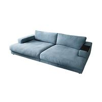 BIG SOFA MIT TABLETT MADELINE Petrol Webstoff - Petrol/Schwarz, Kunststoff/Textil (290/85/170cm) - KAWOLA