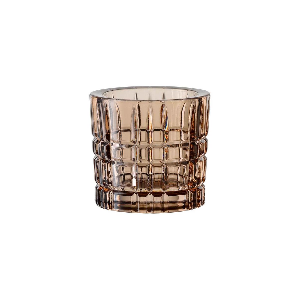 TEELICHTHALTER Square Votives Tobacco ø 7,1 x 6,6 cm 2er Set - Braun, Glas (7.1/6.6cm) - Nachtmann