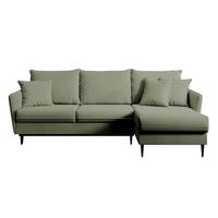 ECKSOFA Volio Salbeigrün Samt - Schwarz/Hellgrün, Textil/Metall (223/145cm) - Selsey