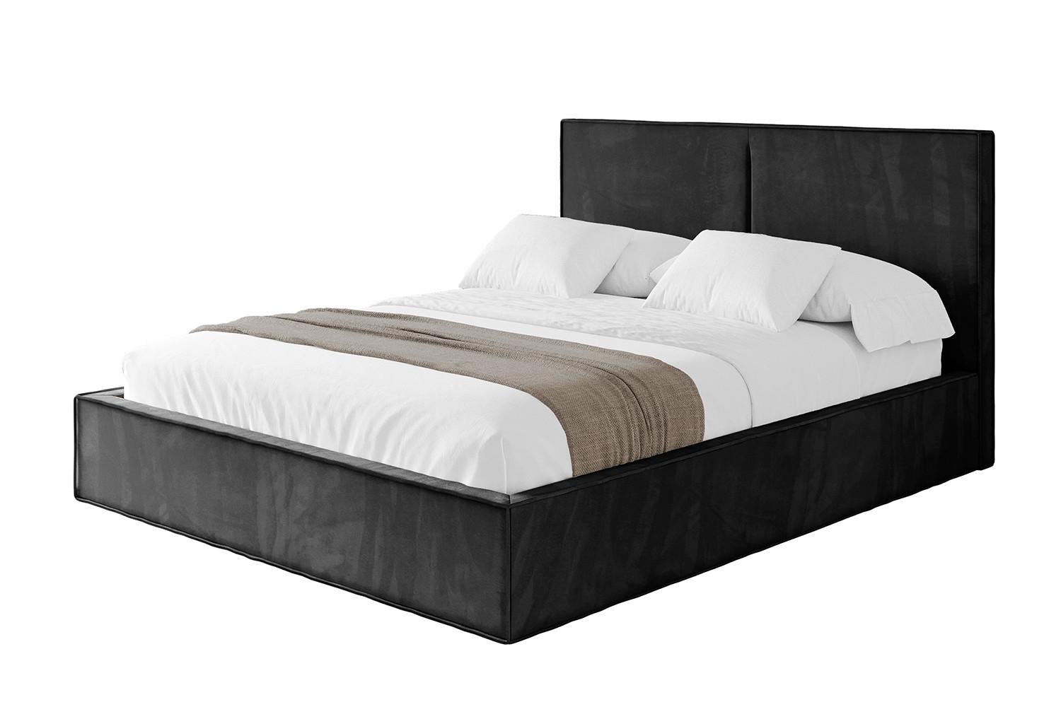 POLSTERBETT mit Bettkasten und Lattenrost, Boxbett ohne Matratze - EMMI 180x200 Schwarz - Schwarz, Holzwerkstoff/Textil (180/200cm) - ALTDECOR