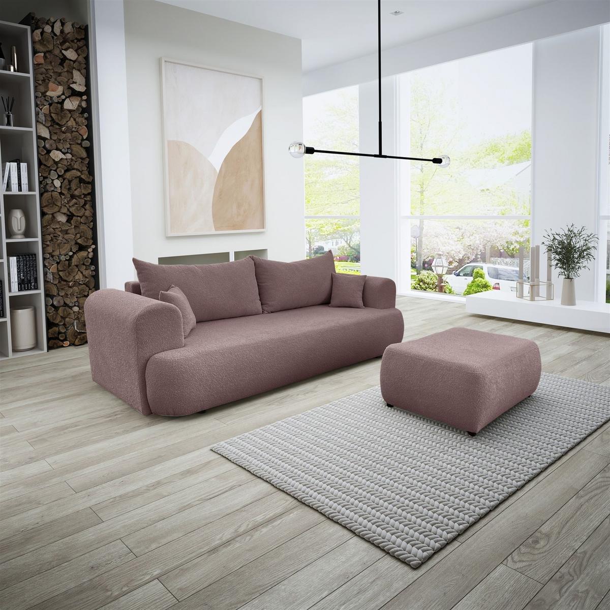 POLSTERHOCKER Anike In Now Or Never - Altrosa, Holzwerkstoff/Textil (98/42/66cm) - Fun Möbel