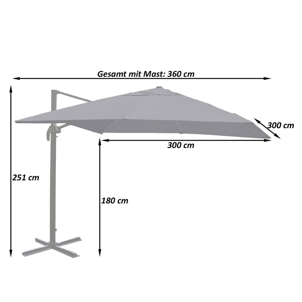 AMPELSCHIRM I Anthrazit 300/300 cm - Anthrazit, Textil (360/300cm) - MCW