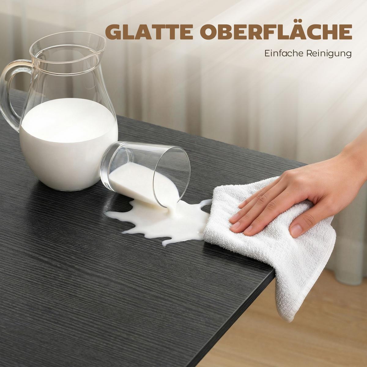 ESSTISCH klappbar aus Spanplatte Stahl Schwarz - Schwarz, Holzwerkstoff (120/80/73cm) - HOMCOM