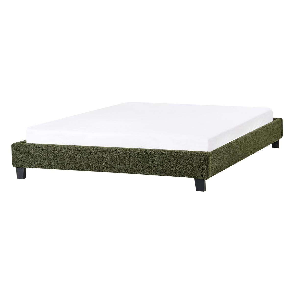 BETT 140/200 cm Dunkelgrün Roanne - Dunkelgrün/Braun, Textil (140/200cm) - Beliani