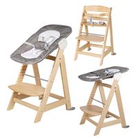 BABYHOCHSTUHL Born Up mit Neugeborenenaufsatz Natur - Naturfarben, Holzwerkstoff/Textil (46/94/66.5cm) - Roba
