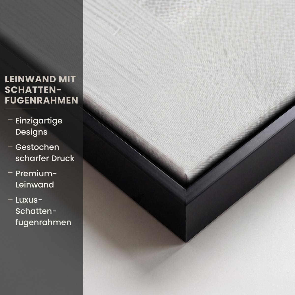 LEINWAND Bilder mit Rahmen - Gold - Blau - Aquarell - Kunst - Modern - 90x90 - Hellblau, Textil (90/90cm) - MuchoWow