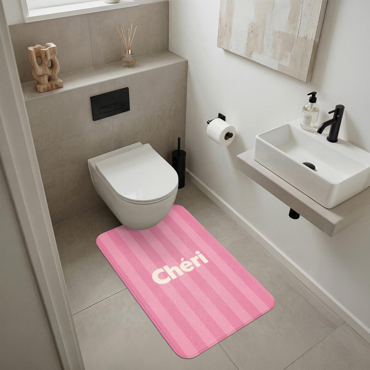 BADEMATTE Gestreift - Rosa - Chéri 60x90 cm - Pink, Textil (60/90cm) - OnlyWow