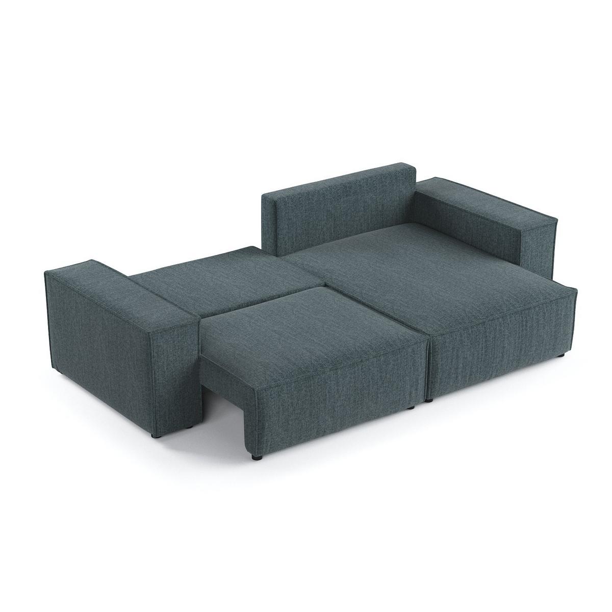 ECKSOFA CAVO mit Schlaffunktion Blaugrau im City Stoff - Blaugrau/Schwarz, Holz/Holzwerkstoff (255/148cm) - AltaBeds