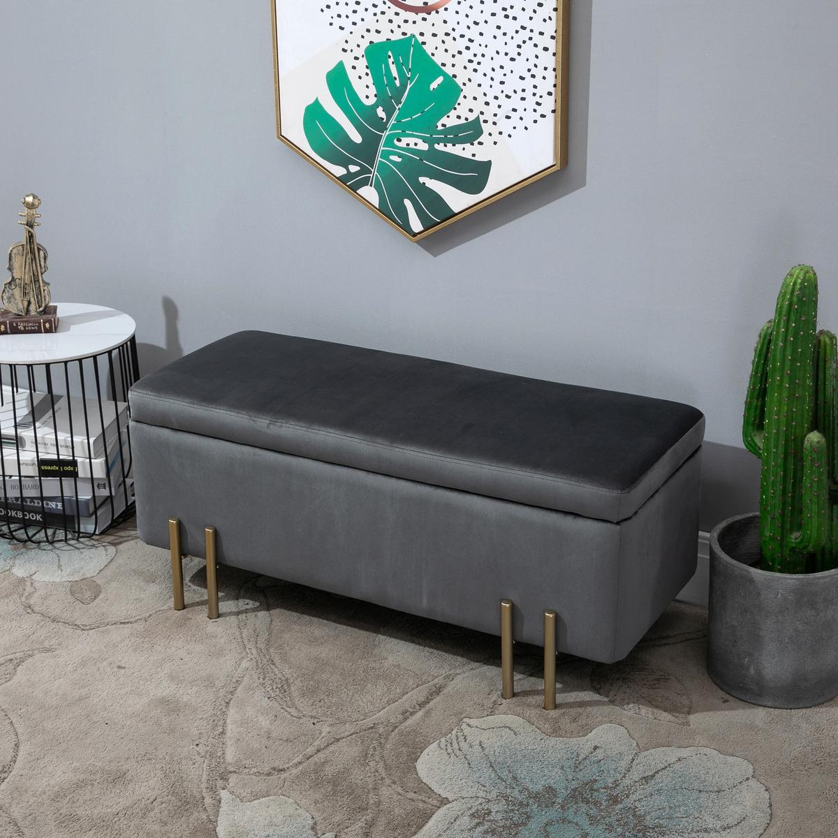 TRUHENBANK Dunkelgrau - Dunkelgrau, Textil (40/42/100cm) - HOMCOM