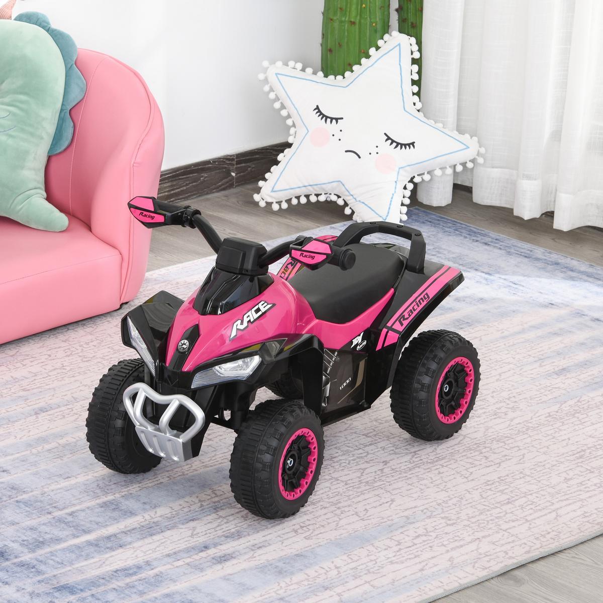RUTSCHAUTO Kinder Tretauto Kinderauto mit Füßen rutschen Licht Musik Rosa - Rosa, Metall (67/5/38cm) - HOMCOM