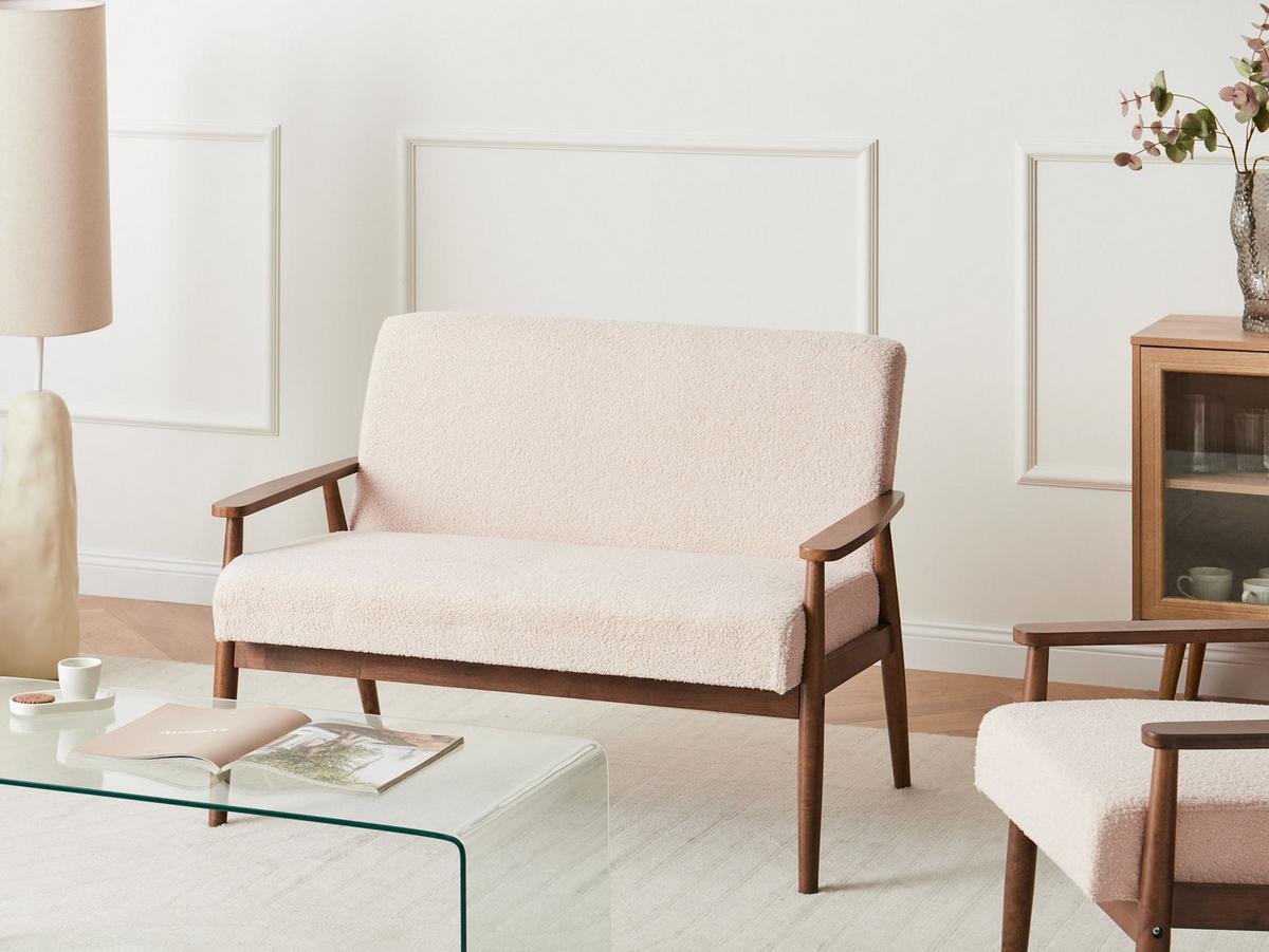 2-SITZER-SOFA Bouclé Dunkelbraun/Beige Esrum - Dunkelbraun, Textil (111/79/72cm) - Beliani
