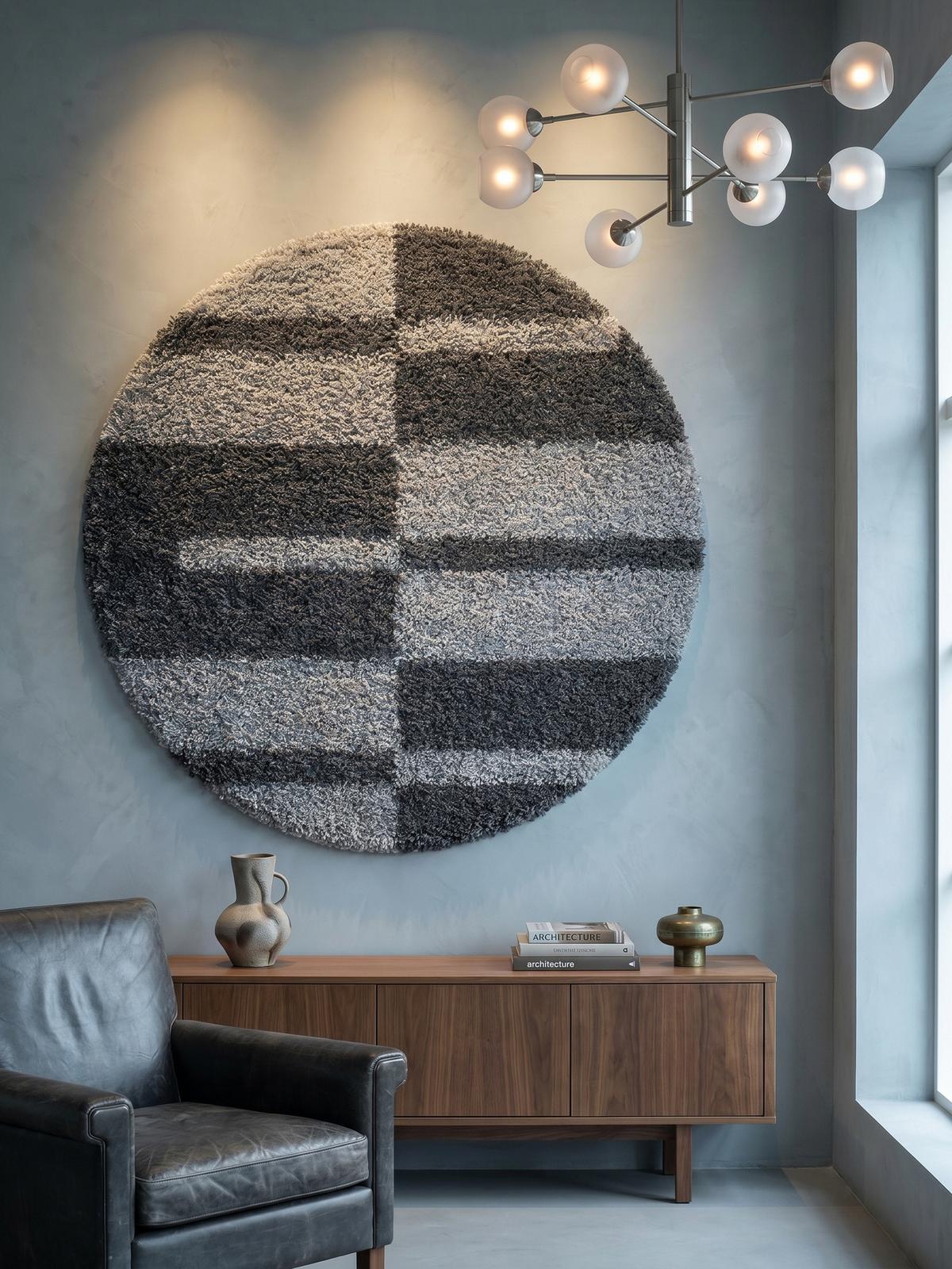 TEPPICH Hochflor WERFEN in Grau, kariert, Ø 80 cm - Grau, Textil (80/80cm) - KADIMA DESIGN