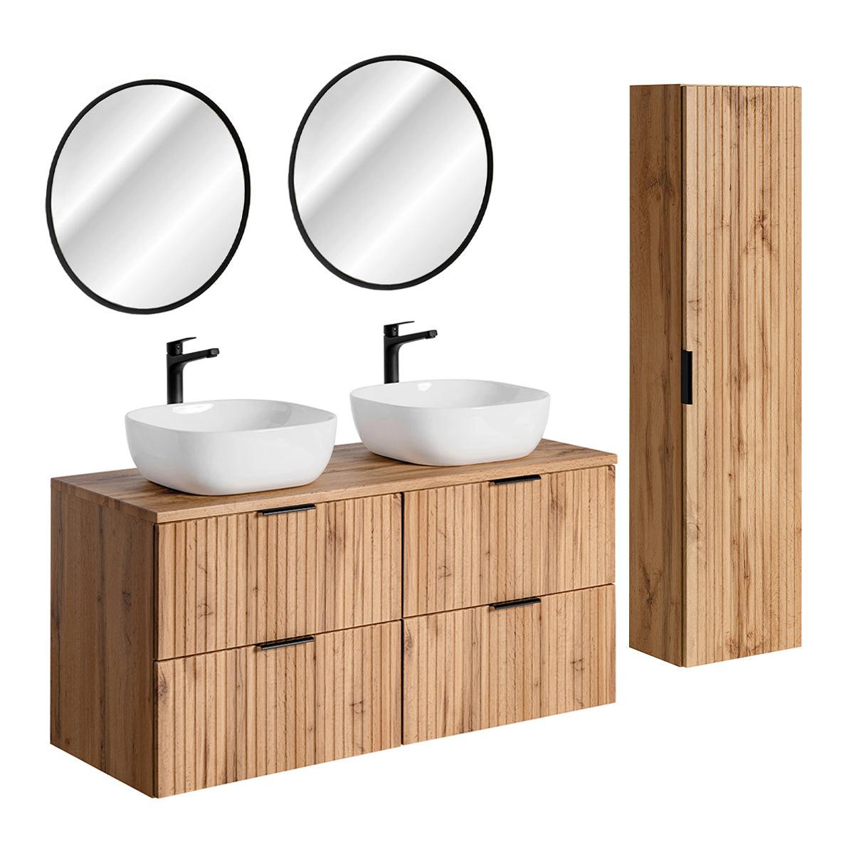 BADMÖBEL 120.8cm Adriel 2er-Set Holz - Braun, Holzwerkstoff (120.8/59/46cm) - Petits-meubles