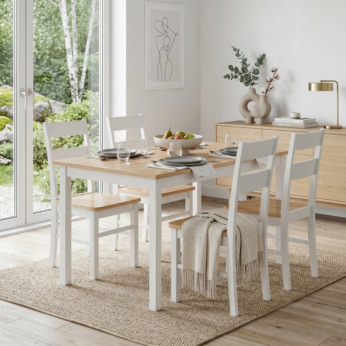ESSZIMMERSTÜHLE 4er Set Eiche - Eichefarben/Weiß, Holz (40/88.5/50.5cm) - HOMCOM