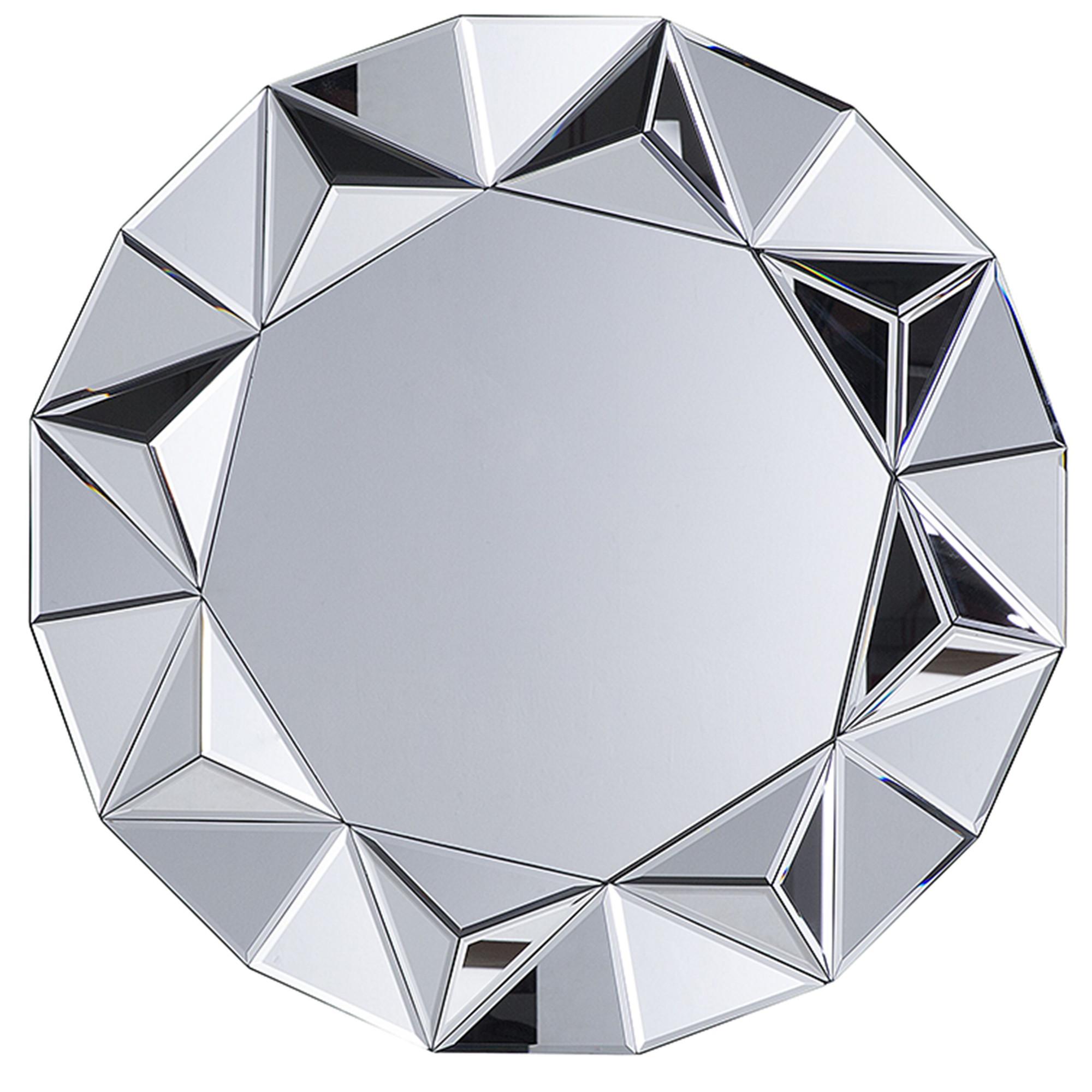 WANDSPIEGEL Silber Diamantform 70 cm Habay - Silberfarben, Holzwerkstoff (70/70/3cm) - Beliani