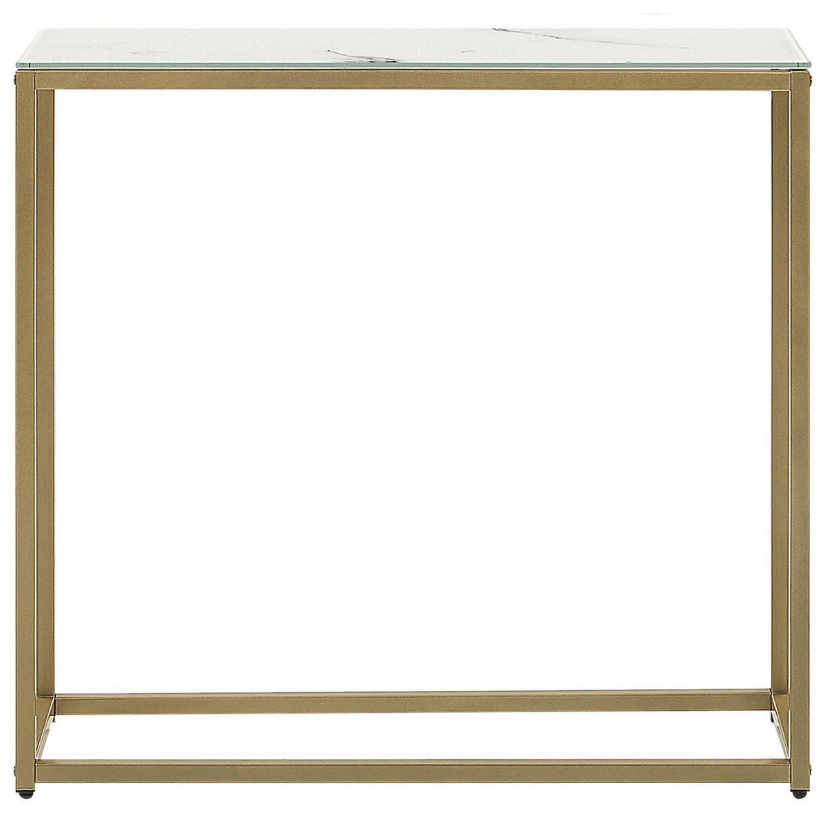 KONSOLENTISCH Marmor Optik weiß/gold Delano - Goldfarben/Weiß, Glas (30/80/76cm) - Beliani