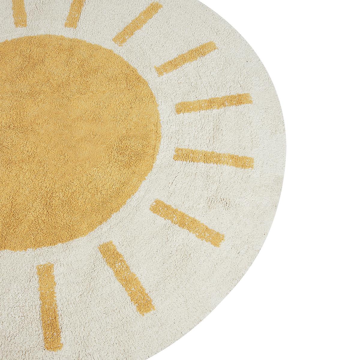 KURZFLOR-TEPPICH Beige 140 cm Baiker - Beige/Gelb, Textil (140/140cm) - Beliani