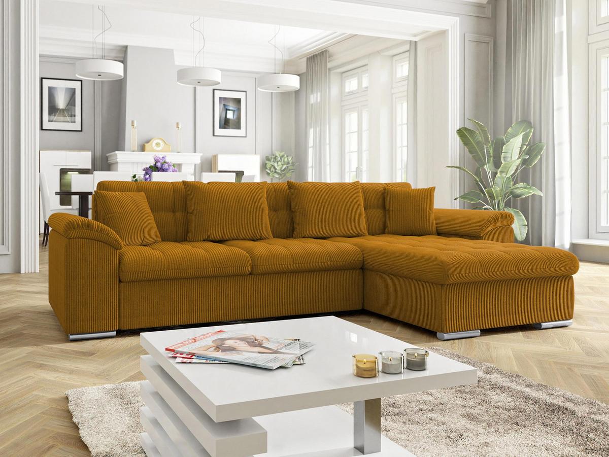 ECKSOFA Diana Cord, Seite: Rechts - Bronzefarben, Holz/Textil (280/160cm) - MIRJAN24