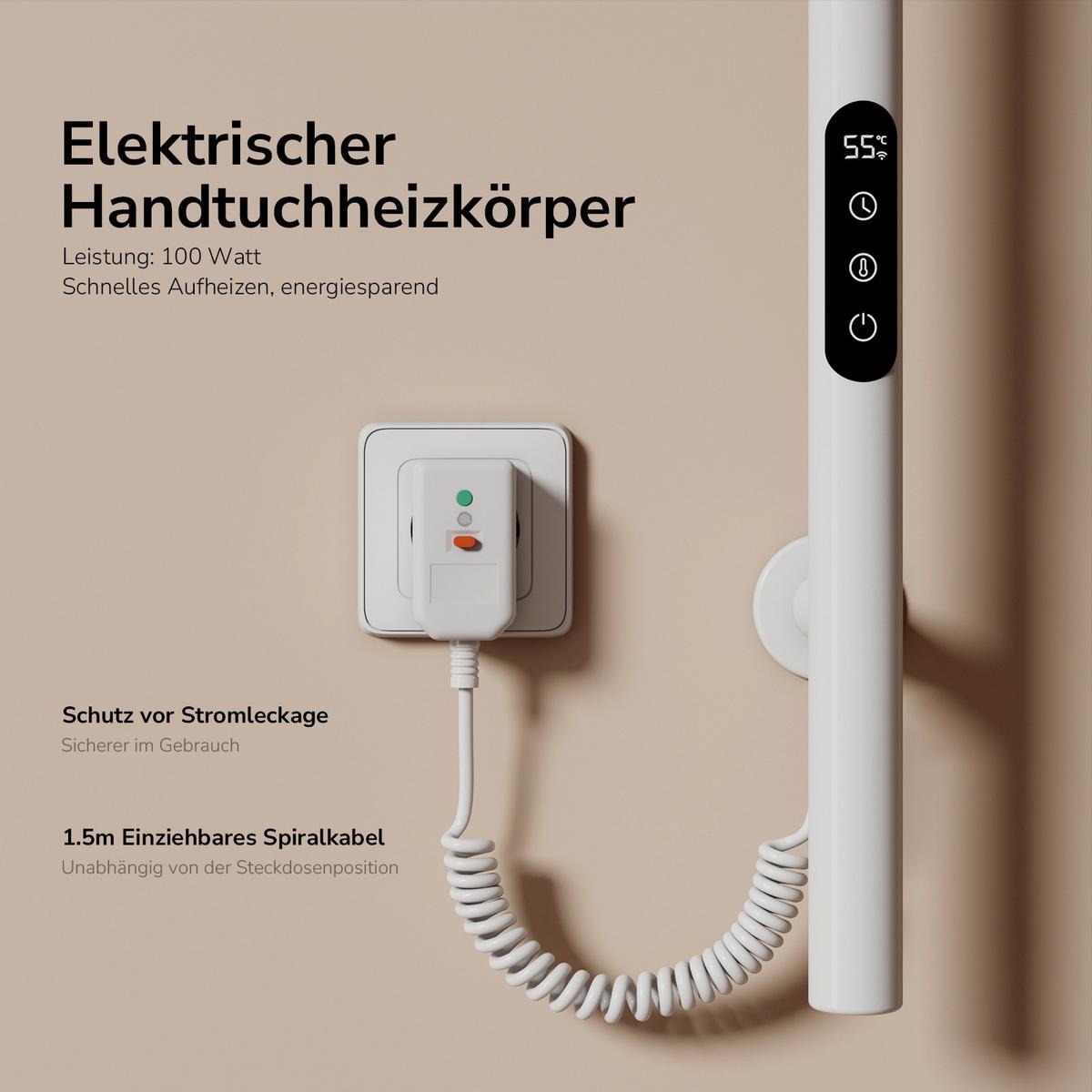 HANDTUCHHEIZKÖRPER Baumheizkörper WLAN Weiß 150 cm - Weiß, Metall (12.5/150/14cm) - EMKE