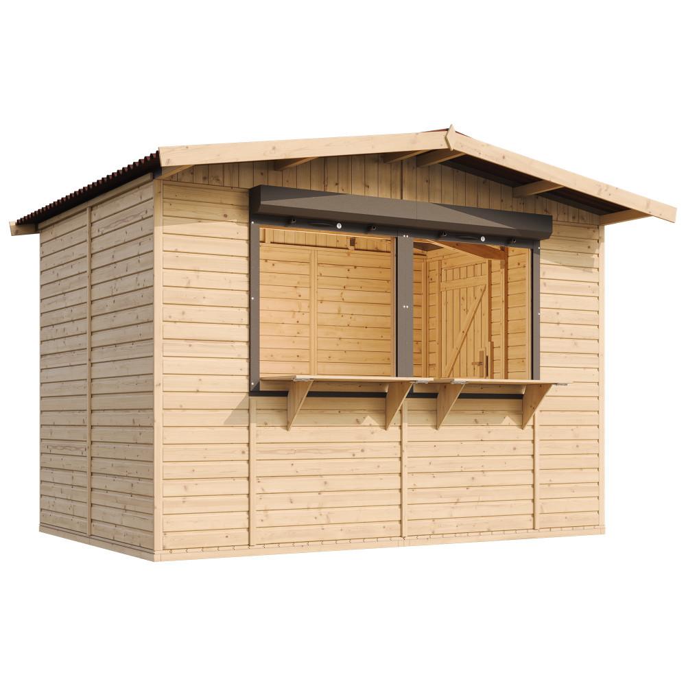 MARKTBUDE Holz M150Z Gartenhaus, Holz - 263 x 336 cm / 6 m2 - Beige, Holz (336/232/236cm) - Timbela
