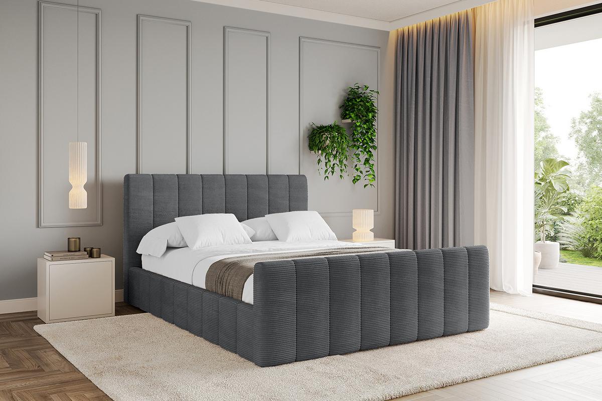 POLSTERBETT mit Bettkasten, Fußteil und Lattenrost, Boxbett ohne Matratze - FINO-Z 180x200 Dunkelgrau - Anthrazit, Holzwerkstoff/Textil (180/200cm) - ALTDECOR