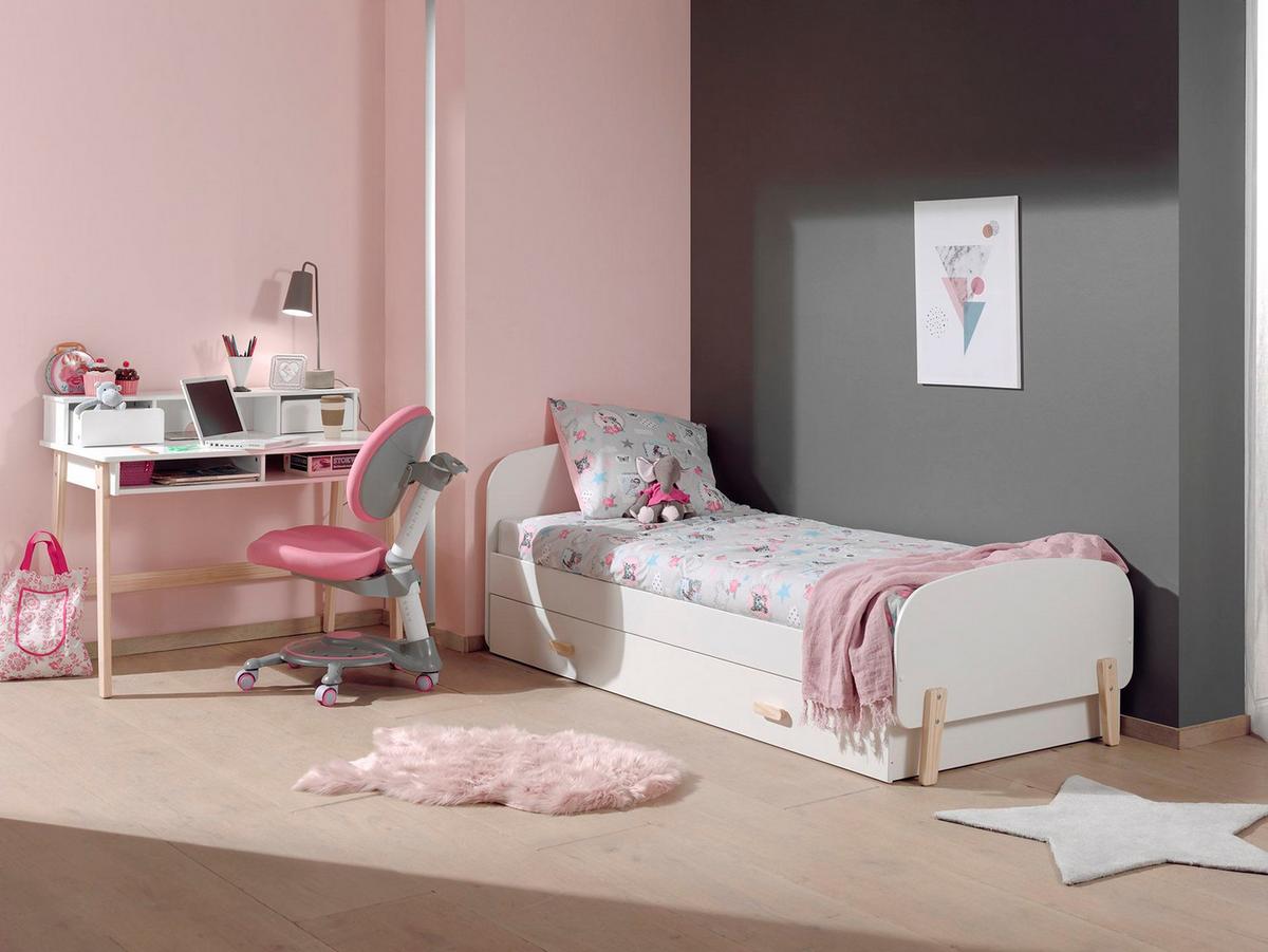 EINZELBETT Karilynn 206x73x95 aus MDF+Massivholz in Weiß - Beige, Holzwerkstoff (90/200cm) - 58aufmkessel