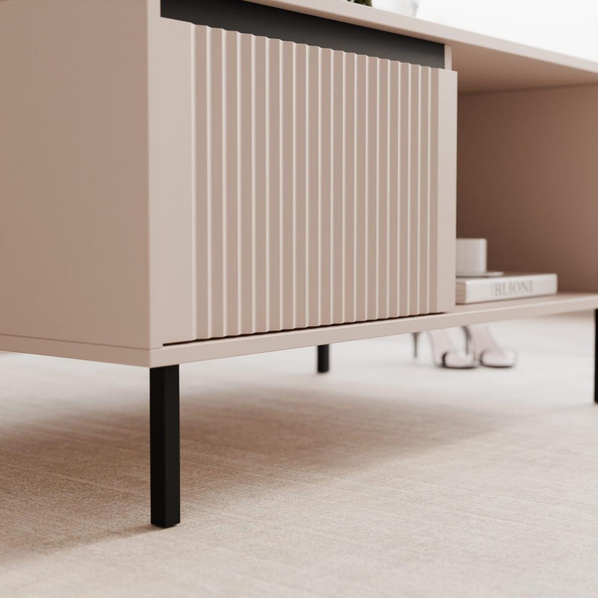 COUCHTISCH LIRA 100/60/50 cm Rechteckig, Sandbeige - Beige/Schwarz, Holzwerkstoff/Metall (60/100/50cm) - Idohome
