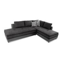 ECKSOFA-DAUERSCHLÄFER Doppelbett Boxspring Federkern Topper, Schwenkteil links B306/T223/H95 cm, Kunstleder Grau+Mikrofaser Anthrazit / 15105 - Chromfarben/Anthrazit, Kunststoff/Textil (306/223cm) - luma-home