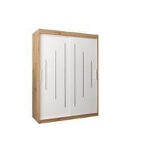 SCHWEBETÜRENSCHRANK 200/150/62 2-türig - Silberfarben/Weiß, Holz/Kunststoff (150/200/62cm) - Abiks Möbel