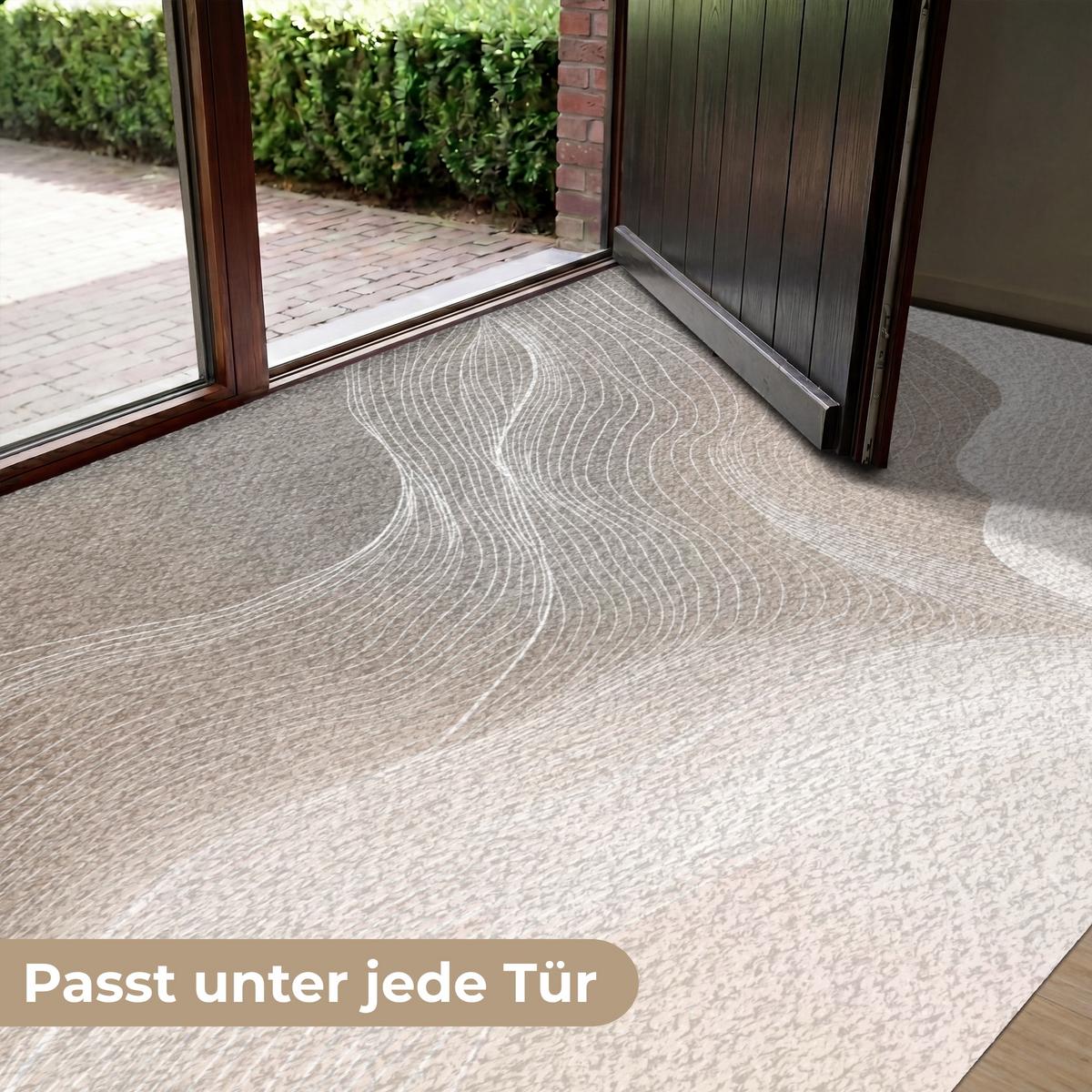 FUSSMATTE Wellenlinien - Luftströme - Harmonisch Schmutzfänger 180x120 cm - Beige, Kunststoff (180/0.4cm) - MuchoWow