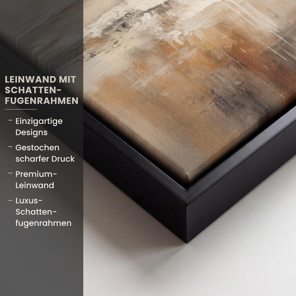 LEINWAND Bilder mit Rahmen - Kunst - Industriell - Grau - Braun - Abstrakt - 30x40 - Sandfarben, Textil (30/40cm) - MuchoWow